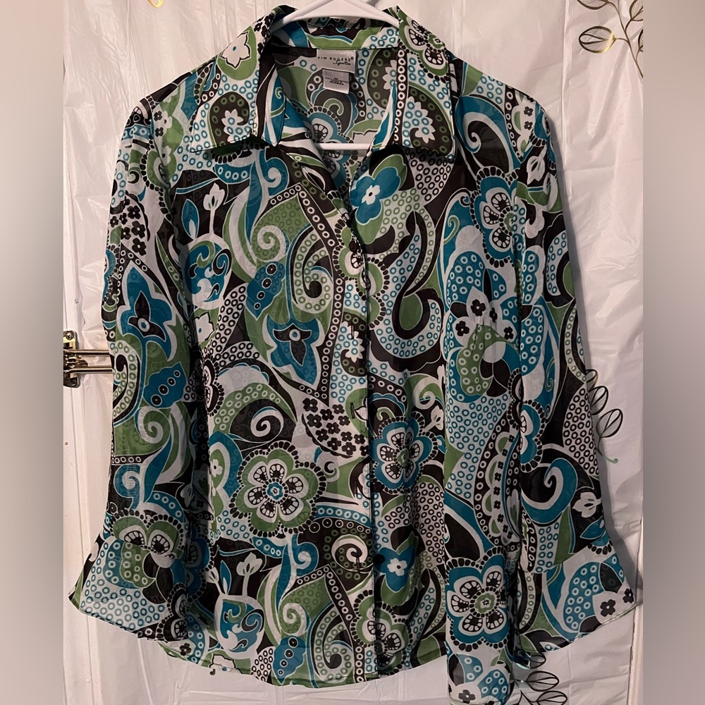 Kim Rogers Signature Button-Up Blouse – Size Medium